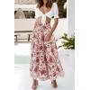 imageZESICA Womens 2025 Summer Bohemian Floral Printed Elastic Waist A Line Maxi Skirt with PocketsWhite