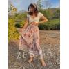 imageZESICA Womens 2025 Summer Bohemian Floral Printed Elastic Waist A Line Maxi Skirt with PocketsWhite
