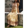 imageZESICA Womens 2025 Summer Bohemian Floral Printed Elastic Waist A Line Maxi Skirt with PocketsYellow