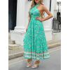 imageZESICA Womens 2025 Summer Crossover Halter Neck Sleeveless Plaid Cut Out Backless Flowy A Line Maxi DressAqua