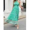 imageZESICA Womens 2025 Summer Crossover Halter Neck Sleeveless Plaid Cut Out Backless Flowy A Line Maxi DressAqua