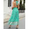 imageZESICA Womens 2025 Summer Crossover Halter Neck Sleeveless Plaid Cut Out Backless Flowy A Line Maxi DressAqua