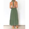 imageZESICA Womens 2025 Summer Crossover Halter Neck Sleeveless Plaid Cut Out Backless Flowy A Line Maxi DressArmygreen