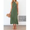 imageZESICA Womens 2025 Summer Crossover Halter Neck Sleeveless Plaid Cut Out Backless Flowy A Line Maxi DressArmygreen