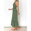 imageZESICA Womens 2025 Summer Crossover Halter Neck Sleeveless Plaid Cut Out Backless Flowy A Line Maxi DressArmygreen
