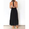 imageZESICA Womens 2025 Summer Crossover Halter Neck Sleeveless Plaid Cut Out Backless Flowy A Line Maxi DressBlack