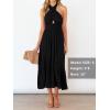 imageZESICA Womens 2025 Summer Crossover Halter Neck Sleeveless Plaid Cut Out Backless Flowy A Line Maxi DressBlack
