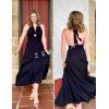 imageZESICA Womens 2025 Summer Crossover Halter Neck Sleeveless Plaid Cut Out Backless Flowy A Line Maxi DressBlack