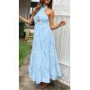 imageZESICA Womens 2025 Summer Crossover Halter Neck Sleeveless Plaid Cut Out Backless Flowy A Line Maxi DressBlue