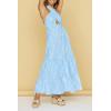 imageZESICA Womens 2025 Summer Crossover Halter Neck Sleeveless Plaid Cut Out Backless Flowy A Line Maxi DressBlue