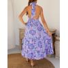imageZESICA Womens 2025 Summer Crossover Halter Neck Sleeveless Plaid Cut Out Backless Flowy A Line Maxi DressBluishviolet