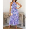 imageZESICA Womens 2025 Summer Crossover Halter Neck Sleeveless Plaid Cut Out Backless Flowy A Line Maxi DressBluishviolet