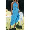 imageZESICA Womens 2025 Summer Crossover Halter Neck Sleeveless Plaid Cut Out Backless Flowy A Line Maxi DressBrightblue