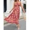 imageZESICA Womens 2025 Summer Crossover Halter Neck Sleeveless Plaid Cut Out Backless Flowy A Line Maxi DressBurntbrick
