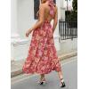 imageZESICA Womens 2025 Summer Crossover Halter Neck Sleeveless Plaid Cut Out Backless Flowy A Line Maxi DressBurntbrick