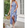 imageZESICA Womens 2025 Summer Crossover Halter Neck Sleeveless Plaid Cut Out Backless Flowy A Line Maxi DressDarkblue