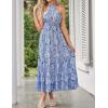 imageZESICA Womens 2025 Summer Crossover Halter Neck Sleeveless Plaid Cut Out Backless Flowy A Line Maxi DressDarkblue
