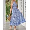 imageZESICA Womens 2025 Summer Crossover Halter Neck Sleeveless Plaid Cut Out Backless Flowy A Line Maxi DressDarkblue