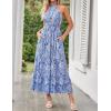imageZESICA Womens 2025 Summer Crossover Halter Neck Sleeveless Plaid Cut Out Backless Flowy A Line Maxi DressDarkblue