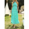 imageZESICA Womens 2025 Summer Crossover Halter Neck Sleeveless Plaid Cut Out Backless Flowy A Line Maxi DressGreen