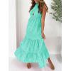 imageZESICA Womens 2025 Summer Crossover Halter Neck Sleeveless Plaid Cut Out Backless Flowy A Line Maxi DressGreen