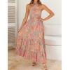 imageZESICA Womens 2025 Summer Crossover Halter Neck Sleeveless Plaid Cut Out Backless Flowy A Line Maxi DressGreygreen