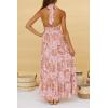imageZESICA Womens 2025 Summer Crossover Halter Neck Sleeveless Plaid Cut Out Backless Flowy A Line Maxi DressLightbrown