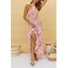 imageZESICA Womens 2025 Summer Crossover Halter Neck Sleeveless Plaid Cut Out Backless Flowy A Line Maxi DressLightbrown