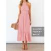 imageZESICA Womens 2025 Summer Crossover Halter Neck Sleeveless Plaid Cut Out Backless Flowy A Line Maxi DressLightpink