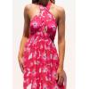 imageZESICA Womens 2025 Summer Crossover Halter Neck Sleeveless Plaid Cut Out Backless Flowy A Line Maxi DressMagenta