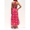 imageZESICA Womens 2025 Summer Crossover Halter Neck Sleeveless Plaid Cut Out Backless Flowy A Line Maxi DressMagenta