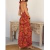 imageZESICA Womens 2025 Summer Crossover Halter Neck Sleeveless Plaid Cut Out Backless Flowy A Line Maxi DressOrangerust
