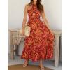 imageZESICA Womens 2025 Summer Crossover Halter Neck Sleeveless Plaid Cut Out Backless Flowy A Line Maxi DressOrangerust