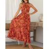 imageZESICA Womens 2025 Summer Crossover Halter Neck Sleeveless Plaid Cut Out Backless Flowy A Line Maxi DressOrangerust