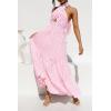 imageZESICA Womens 2025 Summer Crossover Halter Neck Sleeveless Plaid Cut Out Backless Flowy A Line Maxi DressPink