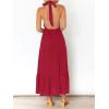 imageZESICA Womens 2025 Summer Crossover Halter Neck Sleeveless Plaid Cut Out Backless Flowy A Line Maxi DressRed
