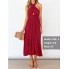 imageZESICA Womens 2025 Summer Crossover Halter Neck Sleeveless Plaid Cut Out Backless Flowy A Line Maxi DressRed