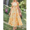 imageZESICA Womens 2025 Summer Crossover Halter Neck Sleeveless Plaid Cut Out Backless Flowy A Line Maxi DressSunsetyellow