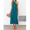 imageZESICA Womens 2025 Summer Crossover Halter Neck Sleeveless Plaid Cut Out Backless Flowy A Line Maxi DressTeal