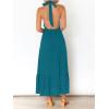 imageZESICA Womens 2025 Summer Crossover Halter Neck Sleeveless Plaid Cut Out Backless Flowy A Line Maxi DressTeal