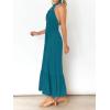 imageZESICA Womens 2025 Summer Crossover Halter Neck Sleeveless Plaid Cut Out Backless Flowy A Line Maxi DressTeal