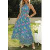 imageZESICA Womens 2025 Summer Crossover Halter Neck Sleeveless Plaid Cut Out Backless Flowy A Line Maxi DressVintagegreen