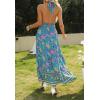 imageZESICA Womens 2025 Summer Crossover Halter Neck Sleeveless Plaid Cut Out Backless Flowy A Line Maxi DressVintagegreen