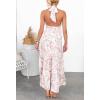 imageZESICA Womens 2025 Summer Crossover Halter Neck Sleeveless Plaid Cut Out Backless Flowy A Line Maxi DressWhite