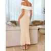 imageZESICA Womens 2025 Summer Off The Shoulder Knit Maxi Dresses Sleeveless Color Block Formal Party Bodycon DressApricot