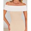 imageZESICA Womens 2025 Summer Off The Shoulder Knit Maxi Dresses Sleeveless Color Block Formal Party Bodycon DressApricot