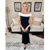 imageZESICA Womens 2025 Summer Off The Shoulder Knit Maxi Dresses Sleeveless Color Block Formal Party Bodycon DressBlack