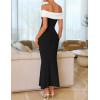 imageZESICA Womens 2025 Summer Off The Shoulder Knit Maxi Dresses Sleeveless Color Block Formal Party Bodycon DressBlack