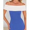 imageZESICA Womens 2025 Summer Off The Shoulder Knit Maxi Dresses Sleeveless Color Block Formal Party Bodycon DressBlue
