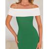 imageZESICA Womens 2025 Summer Off The Shoulder Knit Maxi Dresses Sleeveless Color Block Formal Party Bodycon DressGreen